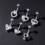 Nhẫn nút bụng Steele Zircon thời trang, thép không gỉ với nơ trái tim - Gợi cảm cho nữ