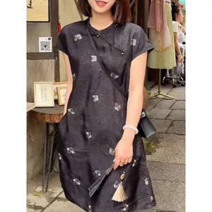 Đầm ngắn Plus Size phong cách Trung Quốc, form slim-fit, phù hợp mùa hè