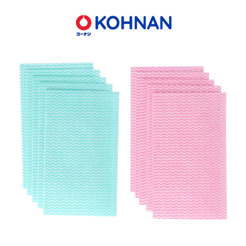 Set 10 khăn lau nhà bếp KOHNAN đa năng lau bát đĩa, bếp,... màu xanh/hồng kích thước 35x60cm | BigBuy360 - bigbuy360.vn