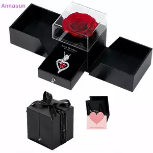 Hộp Hoa Hồng Annasun Có Vòng Cổ Hình Trái Tim, Hoàn Hảo Cho Nữ, Mẹ, Sinh Nhật, Ngày Lễ Tình Nhân & Giáng Sinh, Hộp Trang Sức CỦA TÔI