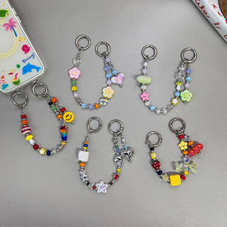 Ngôi Sao Giấc Mơ Cầu Vồng Điện Thoại Di Động Dây Xích ins Phong Cách Dopamine Ngôi Sao Bướm Handmade Đính Hạt Túi Treo Dây Xích Nhiều Màu Sắc Đồ Trang Trí