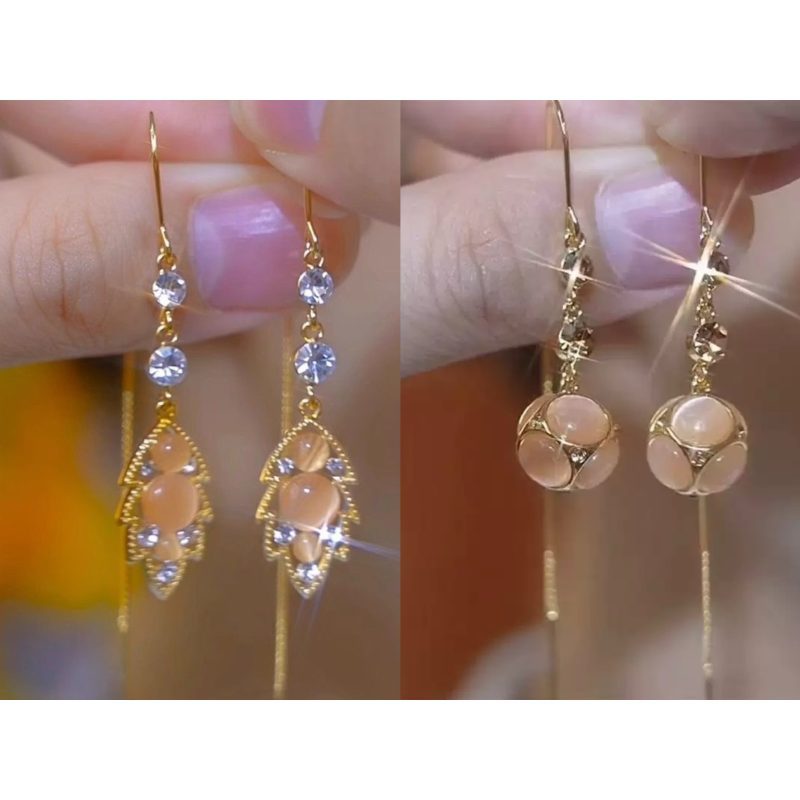 Bông Tai Kim Cương Champagne Thanhh Lich, Sang Trọng