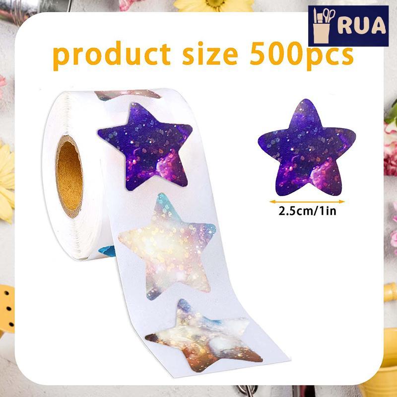 RUA 500 Miếng Dán Không Gian Ngôi Sao Tự Dính Phần Thưởng Quà Tặng Trang Trí Có Nhãn Dán Nhãn 1 Inch Mới