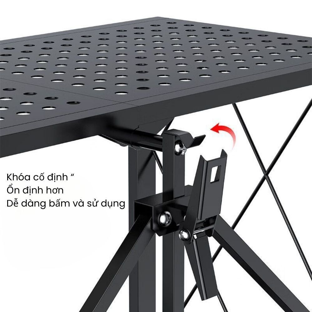 Kệ Gấp Gọn Đa Năng Không Cần Lắp Ráp Khung Thép, Kệ Để Đồ Nhà Bếp, Phòng Khách, Kho Đồ Có Bánh Xe