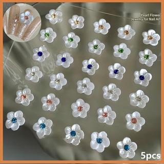 [savemoneyeveryday] 5 Chiếc Hoa Ngọc Trai Năm Cánh Hoa Phụ Kiện Quyến Rũ Móng Tay Với Kim Cương Giả Pha Lê Trang Trí Móng Tay Nghệ Thuật Đồ Dùng Làm Móng Tay [vn]