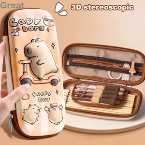 Bút chì TUYỆT VỜI, Túi đựng bút Capybara / Panda / Phi hành gia chống rơi, Túi đựng bút đa chức năng chống nước chất lượng cao Văn phòng trường học