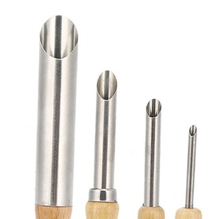 RISEDOT 4 CÁI​ Máy cắt lỗ đất sét tròn, tay cầm bằng gỗ ​Dụng cụ gốm sứ bằng thép không gỉ, dụng cụ điêu khắc đa dụng cụ bền bỉ cho đồ gốm và điêu khắc
