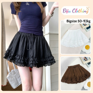 Chân Váy Bigsize Nữ Dáng Váy Ngắn Xòe Bồng Viền Bèo Tầng Vải Xốp Đôi Dễ Thương CV425