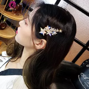 Kẹp tóc nữ Springevenstar hình pentagram với kim cương giả lấp lánh, tạo kiểu tóc sang trọng
