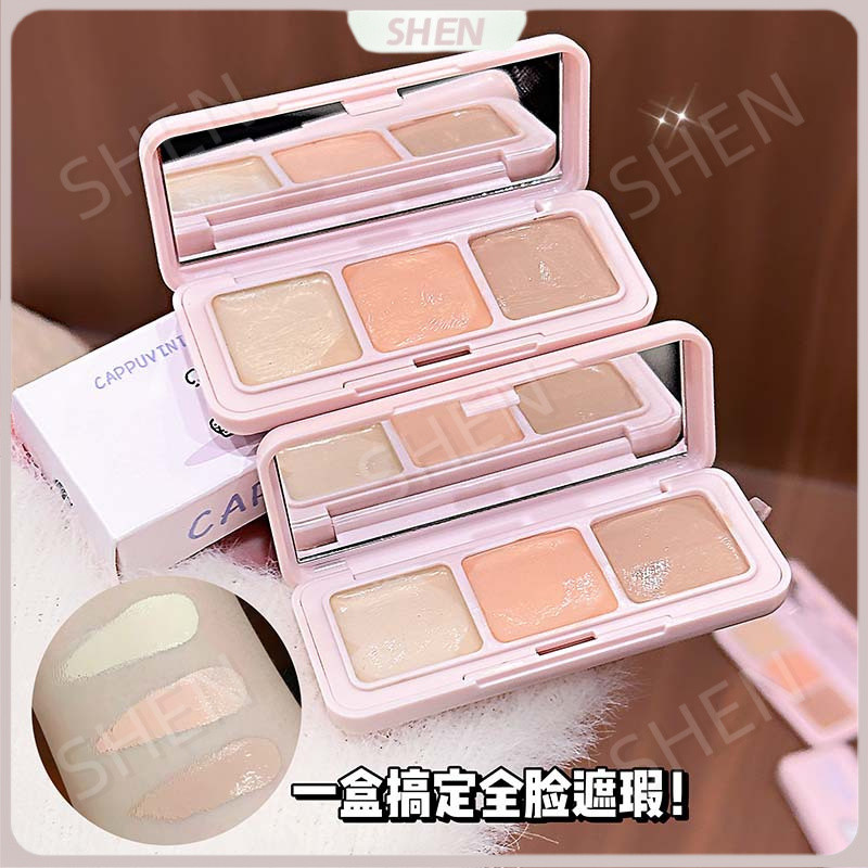 CAPPUVINI Playful Cat Repairing Concealer Palette Che Khuyết Điểm Mụn Dấu Vết Vòng Tròn Tối Che Khuyết Điểm Đường Mũi