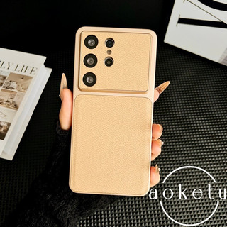 Ốp điện thoại cửa sổ lớn họa tiết vải thiều sang trọng phù hợp cho Galaxy S24 S25 S26 Ốp điện thoại chống rơi bao quy đầu siêu đầy đủ
