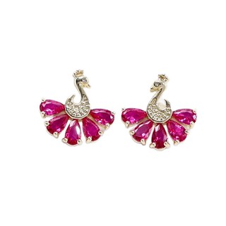 Châu Âu Mỹ ins Phong Cách Mới Đỏ Corundum Zircon Bông Tai Nữ