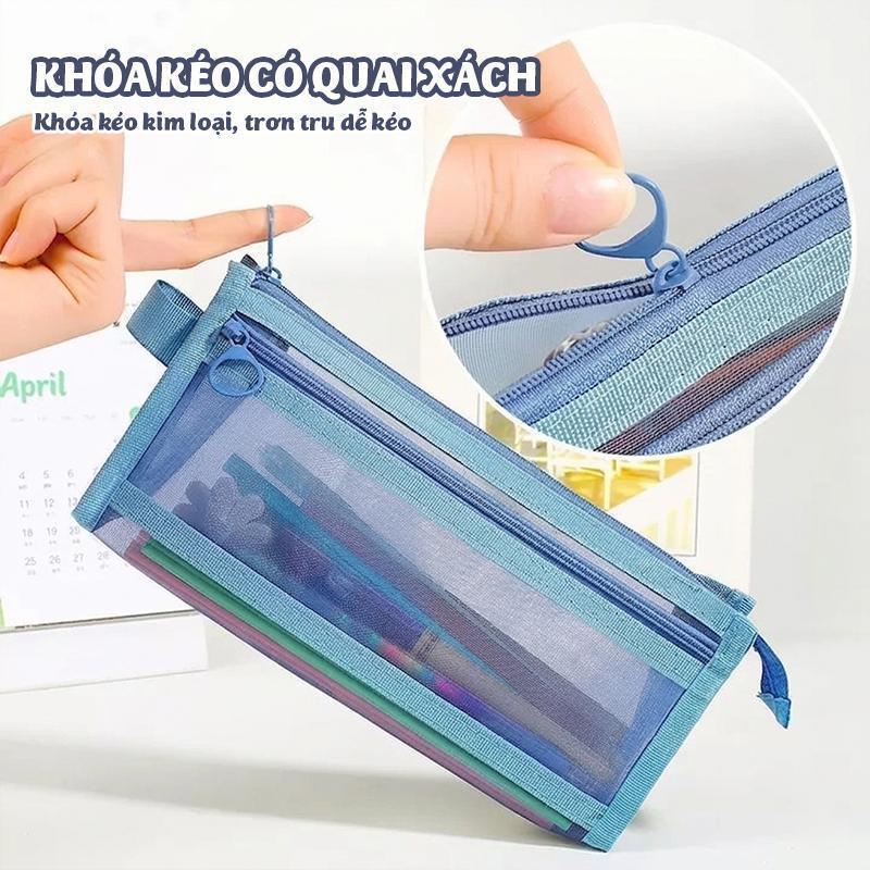 Túi Lưới Đựng Bút Dành Cho Học Sinh, Túi Đựng Bút Tiện Dụng Với Thiết Kế Đơn Giản Nhiều Ngăn Xinh Xắn