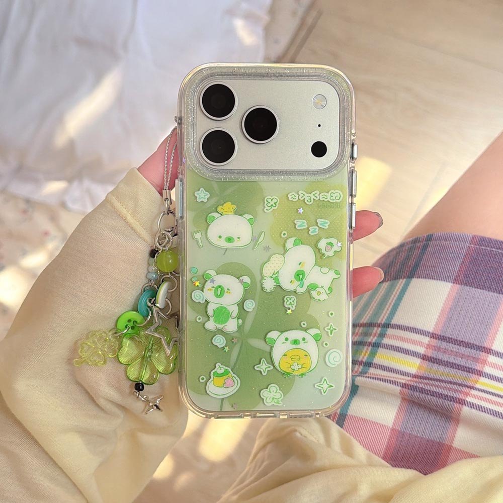 Ốp lưng cứng Tương thích với iPhone 13 14 14Pro 14ProMax 15 15Pro 15ProMax 16 16Pro 16ProMax 17 17Pro 17ProMax Graffiti Clover Pattern Case