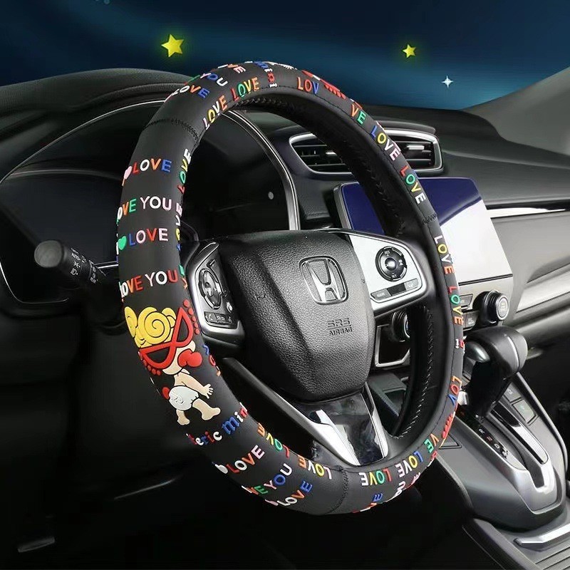 Hàn Quốc Hàn Quốc Dễ Thương Nữ Hoạt Hình Bốn Mùa Đa Năng Chống Trơn Trượt Grip Cover Nam Silicone Vô Lăng Xe 0402
