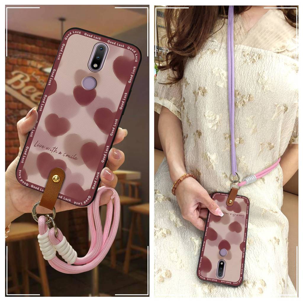Ốp Điện Thoại TPU Silicone Vòng Cổ Diagonal Cho Nokia 2.4, Bọc Toàn Bộ, Chống Bụi, Dây Đeo Ngang, Chống Va Đập, Bền, Mềm, Hoạt Hình Graffiti