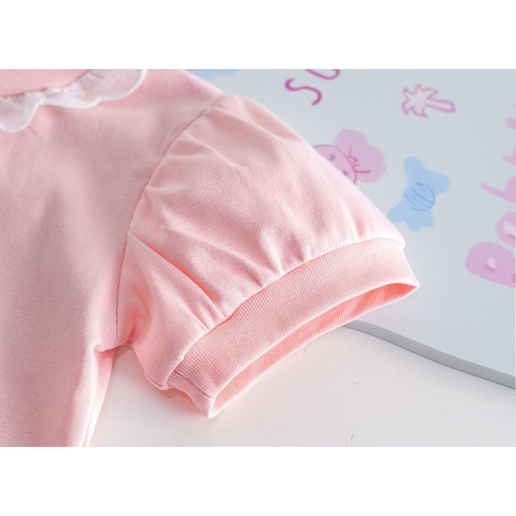 Bé Gái Áo Thun Ngắn Tay Mùa Hè Bên Trong Top Ren Cổ Tròn Phù Hợp Với Đáy Áo 90-140 Size Q8MI