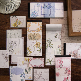 JIANWU Floral Chromatography Series Vintage Plant Hoa Phong Cảnh Chất Liệu Ghép Memo Pad Sáng Tạo Rác Tạp Chí Văn Phòng Phẩm