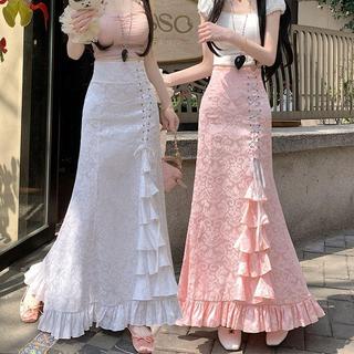 Váy dài đuôi cá ren cổ điển Gothic, thiết kế đỉnh, phù hợp thời trang punk