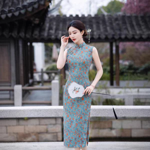 WHX [Phong cách mới]#旗袍#连衣裙#中国风旗袍#复古加大码女长裙