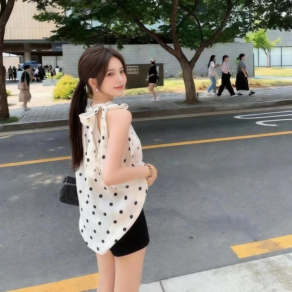 Milyfashion - Chấm Bi Dây Cổ Top Đơn Giản, Thích Hợp Cho Thời Trang Hàng Ngày