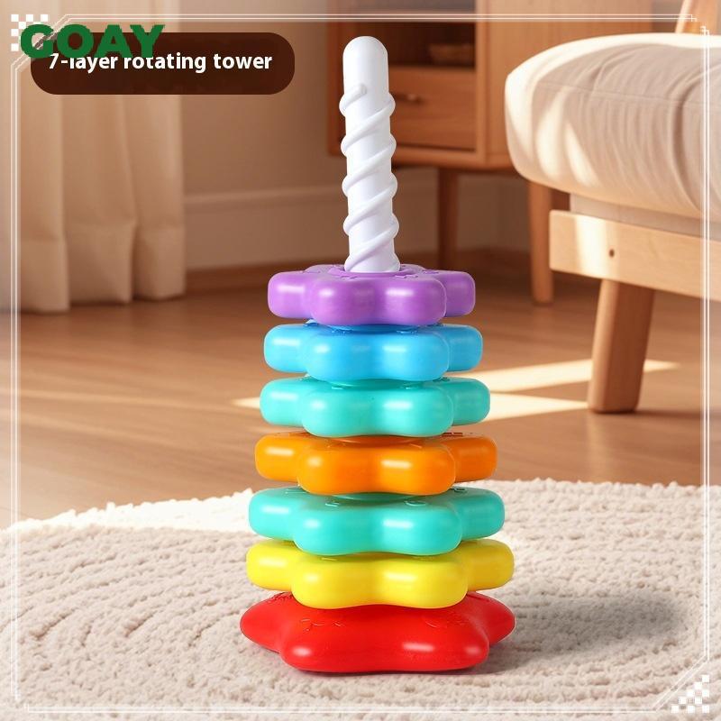GOAY 1 Bộ Montessori Xoay Cầu Vồng Tháp Bé Staing Đồ Chơi Trẻ Em Phát Triển Kỹ Năng Vận Động Trò Chơi Quay Staing Đồ Chơi Quà Tặng Giáo Dục VN