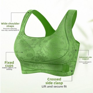 YONDR Liền Mạch Push Up Bra, Cross Back Side Clasp Front Closure Bra, Fashion Plus Size Nổi Hoa Tập Hợp Áo Ngực Không Dây Nữ