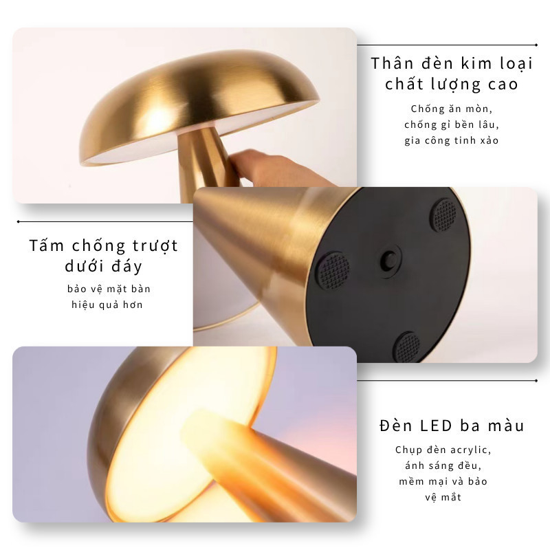 Đèn Bàn Nấm Bauhaus Kim Loại - Phong Cách Bắc Âu Đơn Giản, Đèn Học/Trang Trí Phòng Ngủ, Độc Đáo Sáng Tạo