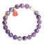 Vòng tay thạch anh tím Unisex - Nine Purple Li Fire Neo-Trung Quốc 8mm Tự nhiên - Handmade w / Crystal Gold Peace Charm - Quà tặng dịp