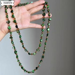 Vòng cổ dài hai lớp vintage boho, nhiều màu sắc và xanh lá cây, vỏ đính hạt sang trọng