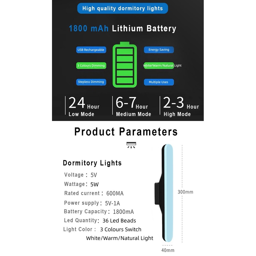 Licer LED Trang Điểm Gương Ánh Sáng 1800mAh USB Sạc Vô Cấp Làm Sáng Gương Đèn Pha Di Động Bảo Vệ Mắt Sáng Tạo Đèn Bàn Thông Minh | BigBuy360 - bigbuy360.vn