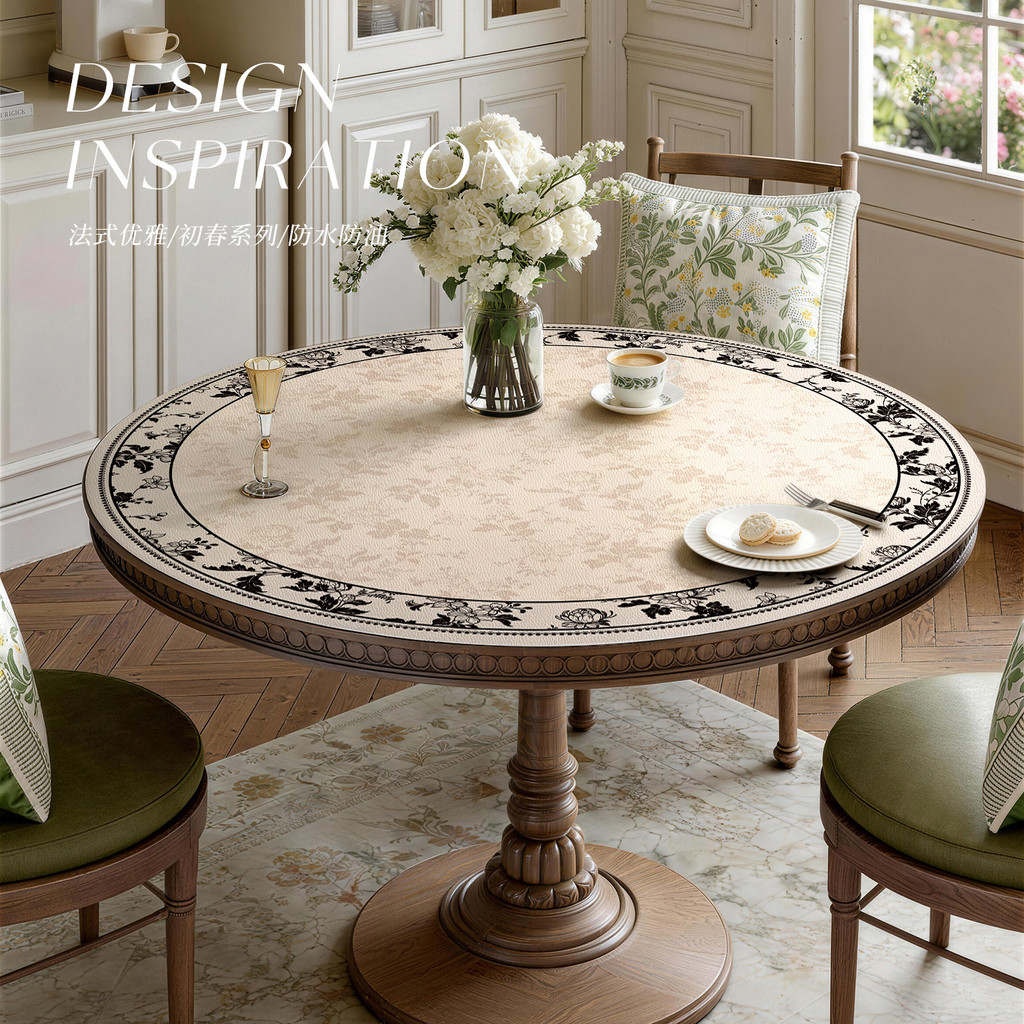 2026 Pháp Retro Đầu Mùa Xuân Series Bàn Tròn Thảm Dùng Một Lần Chống Thấm Nước Chống Dầu Chống Cháy Bàn Cà Phê Thảm Để Bàn Thảm Bảo Vệ Máy Tính Để Bàn