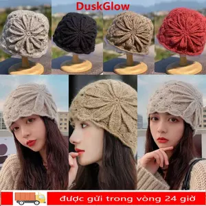Mũ lưỡi trai và mũ len hoa ren cổ điển DUSKGLOW, kèm mũ da dưa nghệ thuật thoáng khí dành cho nữ