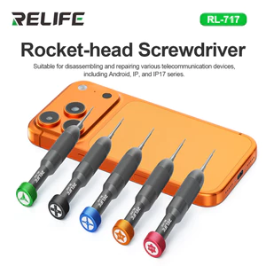 Bộ tuốc nơ vít đầu tên lửa RELLIFE RL-717 5 đầu từ tính bằng thép S2 cho iPhone 17 ProMax Bộ công cụ sửa chữa tháo gỡ Android