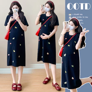 Trang phục bà bầu Váy dệt kim dài vừa phải mùa hè