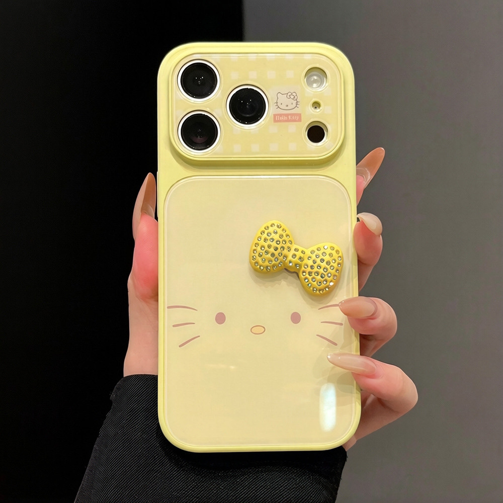 Ốp điện thoại Acrylic hình mèo nơ 3D cho iPhone 17 Pro Max 16 15 14 13 Vỏ bảo vệ chống sốc