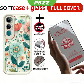 Gốm Sứ Chống Riêng Tư Với Kính Cường Lực Dành Cho vivo v40 v50 v60 lite Y19S y29s y29t y04 Y04S Y21D Y31 5G Y29 4g Vỏ Điện Thoại Lo Âu Thiết Kế Mới Hoa Dễ Thương Cho Bé Gái JTMQPH1