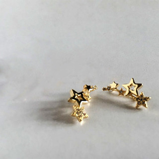 Bông tai bạc sterling đá zircon hình ngôi sao, phụ kiện thời trang đơn giản, quà tặng cho nữ