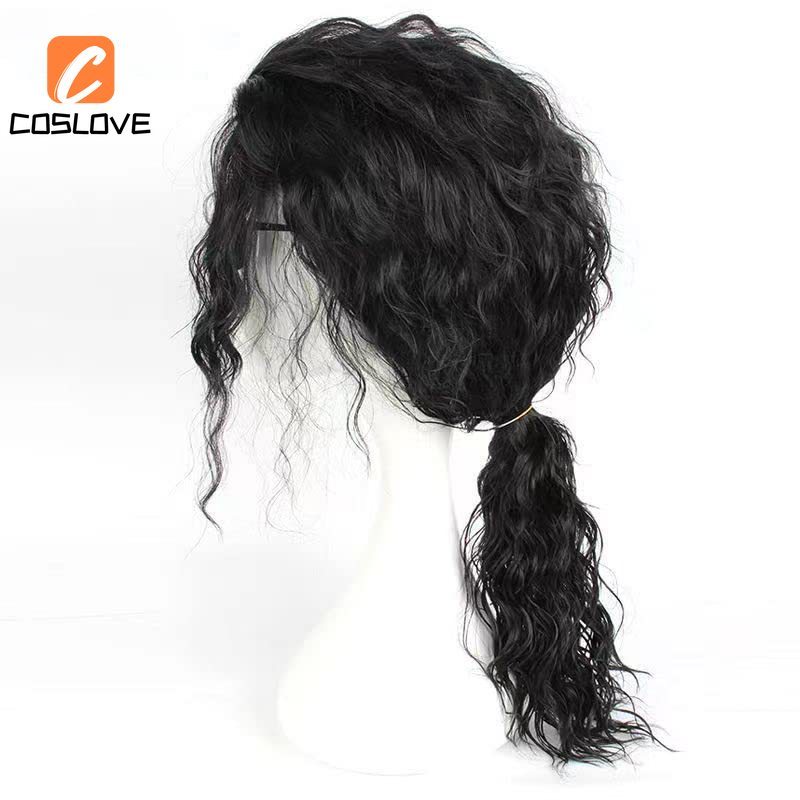 Tóc giả cosplay màu đen xoăn, phù hợp làm phụ kiện trang trí cho các hiệu suất sân khấu