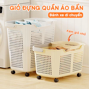 Giỏ Đựng Quần Áo Có Bánh Xe Xoay 360 Đa Năng, Giỏ Nhựa Đựng Đồ Giặt, Đồ Gia Dụng Di Chuyển Linh Hoạt