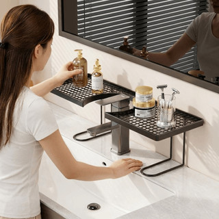 Giá lưu trữ phòng tắm SENRTY, Kệ lưu trữ vòi thoát nước bằng lưới, Phong cách hiện đại Đơn giản Không khoan Đa năng Mặt bàn sắp xếp Bồn rửa phòng tắm
