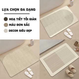 Thảm Lau Chân Nhà Tắm Sang Trọng Chất Liệu Bùn Tảo Cát Siêu Thấm Hút, Nhanh Khô, Chống Trượt
