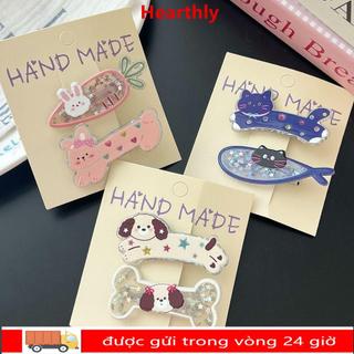 Kẹp tóc sequin HEARTHLY họa tiết hoạt hình, sáng bóng ngọt ngào, thời trang cho nữ
