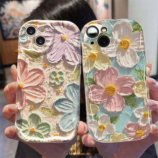 Tranh Sơn Dầu Hoa Vỏ Điện Thoại Xiaomi Redmi Note 15 14 13 Pro Plus Note15 Kem Wavy Edge 3D Siêu Mỏng Hàn Quốc Dễ Thương Chống Rơi Cặp Đôi Thiết Kế Mới Vỏ Thời Trang