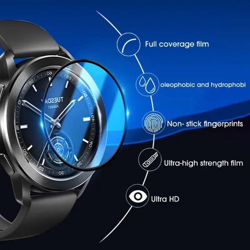 10 Chiếc Đồng Hồ Bảo Vệ Màn Hình Cho Xiaomi Watch S5 S4 S3 S2 S1 Sport Pro Hoạt Động Cong Cạnh Đen Kính Phim Cho Xiaomi Poco Mi Watch Lite Color Sports 2 5 Pro HD Kính Cường Lực Phim