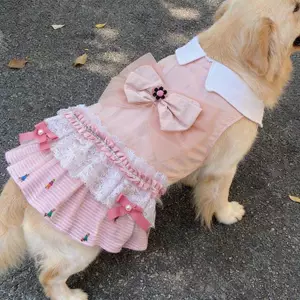 【Ready Stock】 Golden Retriever Dog Cute Dress Clothes 2026 Pet Large, Medium and Small Dogs New Samoyed Labrador Skirt BiSK