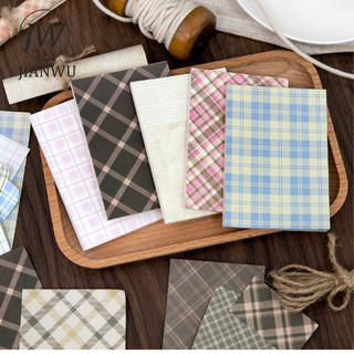 JIANWU Checkered Mist Series Vintage Gird Phong Cảnh Cắt Dán Thêu Sò Chất Liệu Giấy Sáng Tạo DIY Rác Tạp Chí Văn Phòng Phẩm