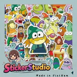 Set 60 Sticker Nhân vật hoạt hình Cá Mát siêu bựa Chống Nước Dán Laptop Vali Mũ Bảo Hiểm Sổ Tay