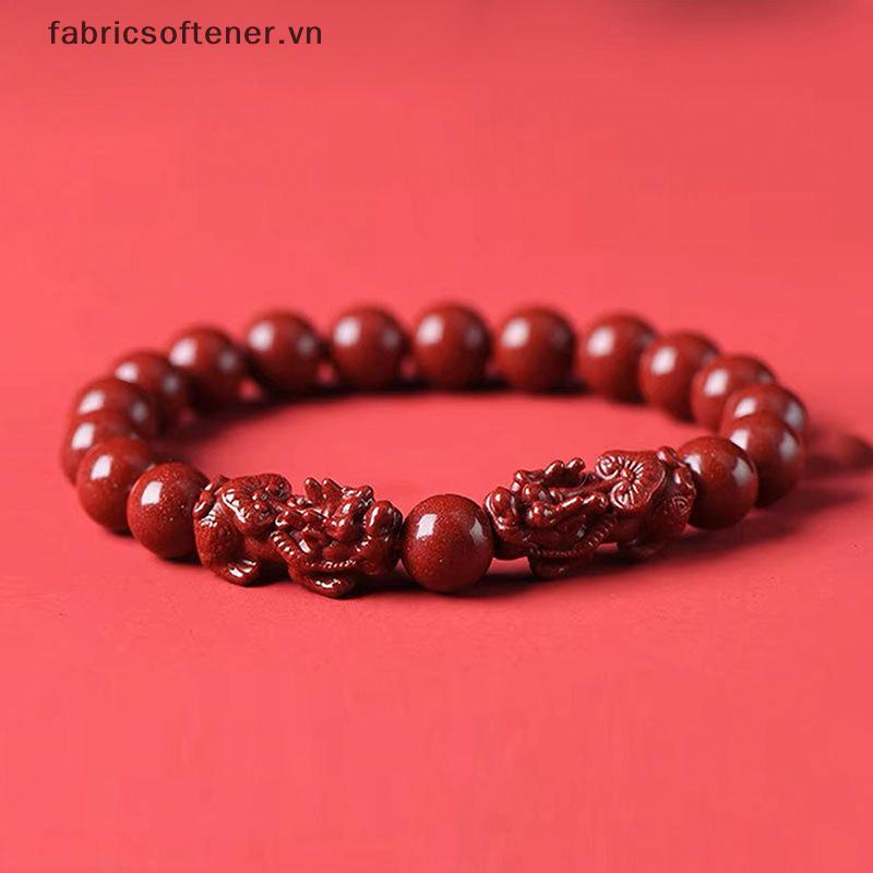 Vòng Tay Cinnabar Pixiu Vintage - Thiết Kế Hạt Tự Nhiên Quyến Rũ, Phong Thủy Cho Quà Tặng Nam Nữ