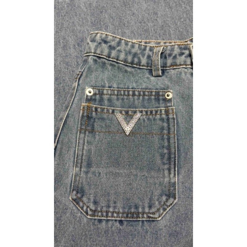 Quần Denim ống rộng lưng cao mới dành cho nữ